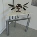 Designertisch mit kleiner Skulptur - Tisch weißer Marmor und Metall, Skulptur Holz und Taubenfedern